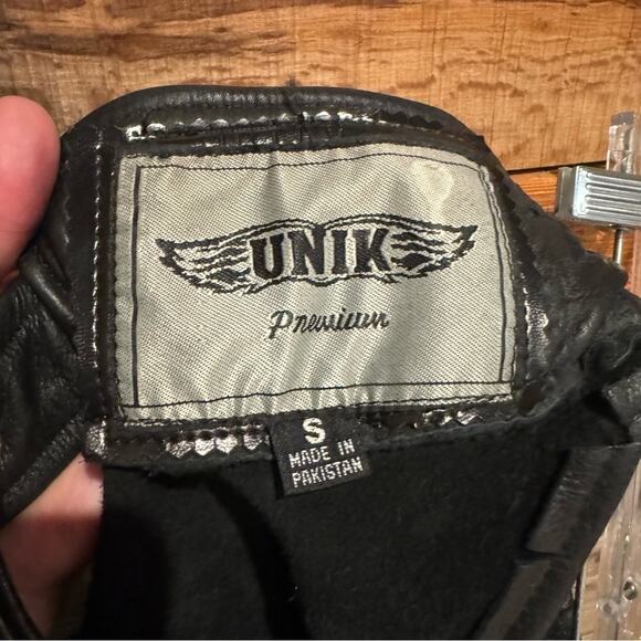 UNIK Premium Leather Motorcycle Zip Side Chaps Black Size S - Unisex - Bikercore - Picture 12 of 13